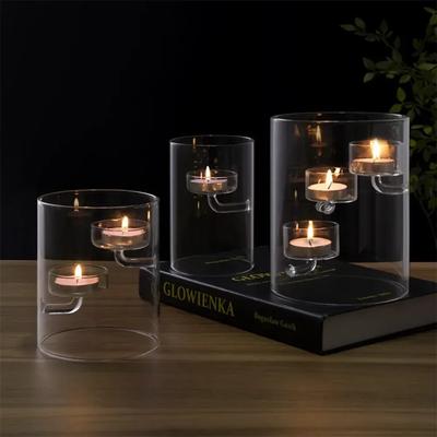 European Cylinder Hurricane Glass Candlestick Oil Lamp Wind Candle Holder Creative Home Decoration Candlelight Dinner Gift.