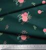 Soimoi Japan Crepe Satin Fabric Leaves,Aster & Camellia Flower Printed Craft Fabric by the Metre 42 Inch