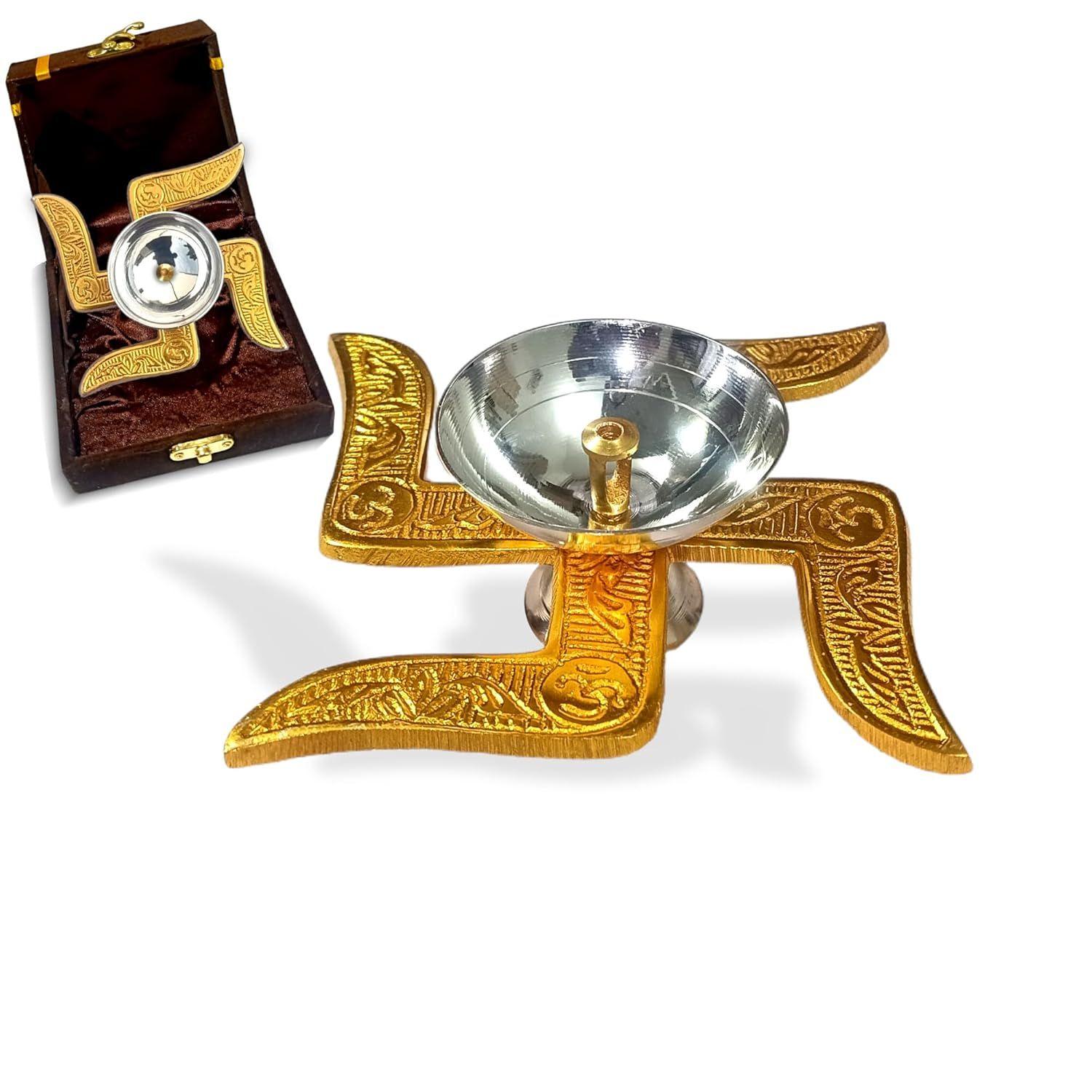 

Набор из 1 среднего латунного дия со свастикой 4 дюйма для пуджи, новоселья и подарка в ответ.