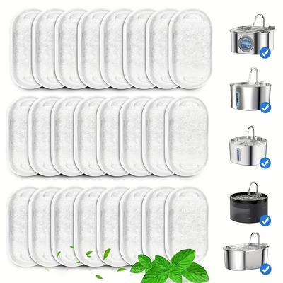 12pcs/24pcs Cat Water Dispenser Filters for 67oz/2L and 108oz/3.2L Stainless Steel Pet Water Fountains | Replacement Filters