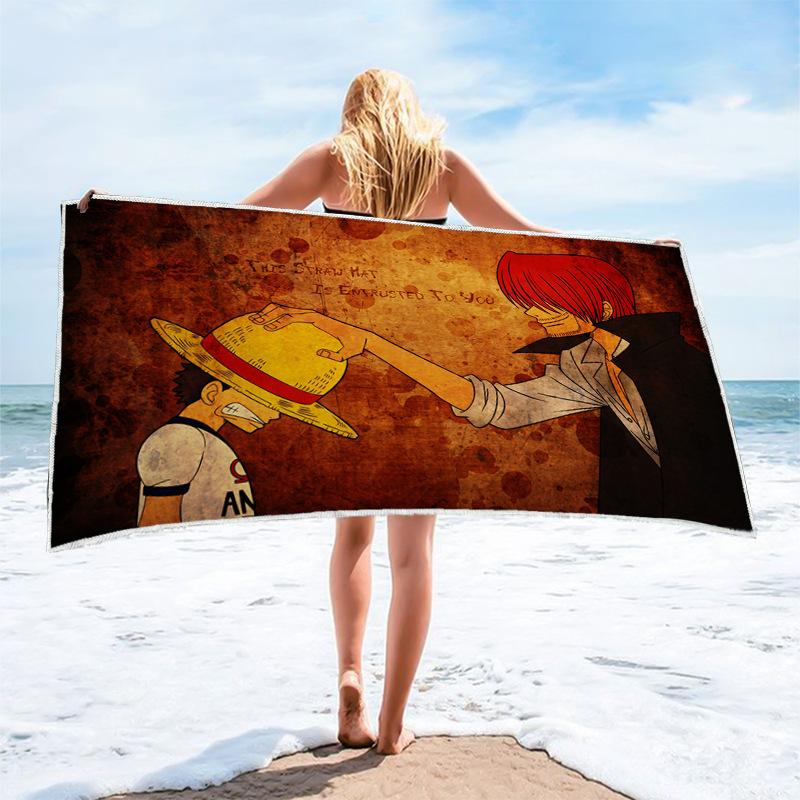 Anime Character Printed Square Microfiber Beach Towel Quick Dry Bath Towel For Shower Swimming