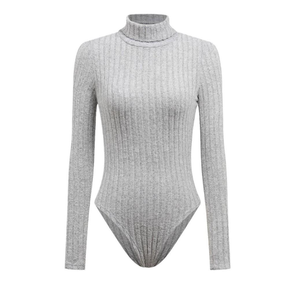 Bodysuit Long Sleeve High Neck Stretch Fabric For Elegant Womens Fashion