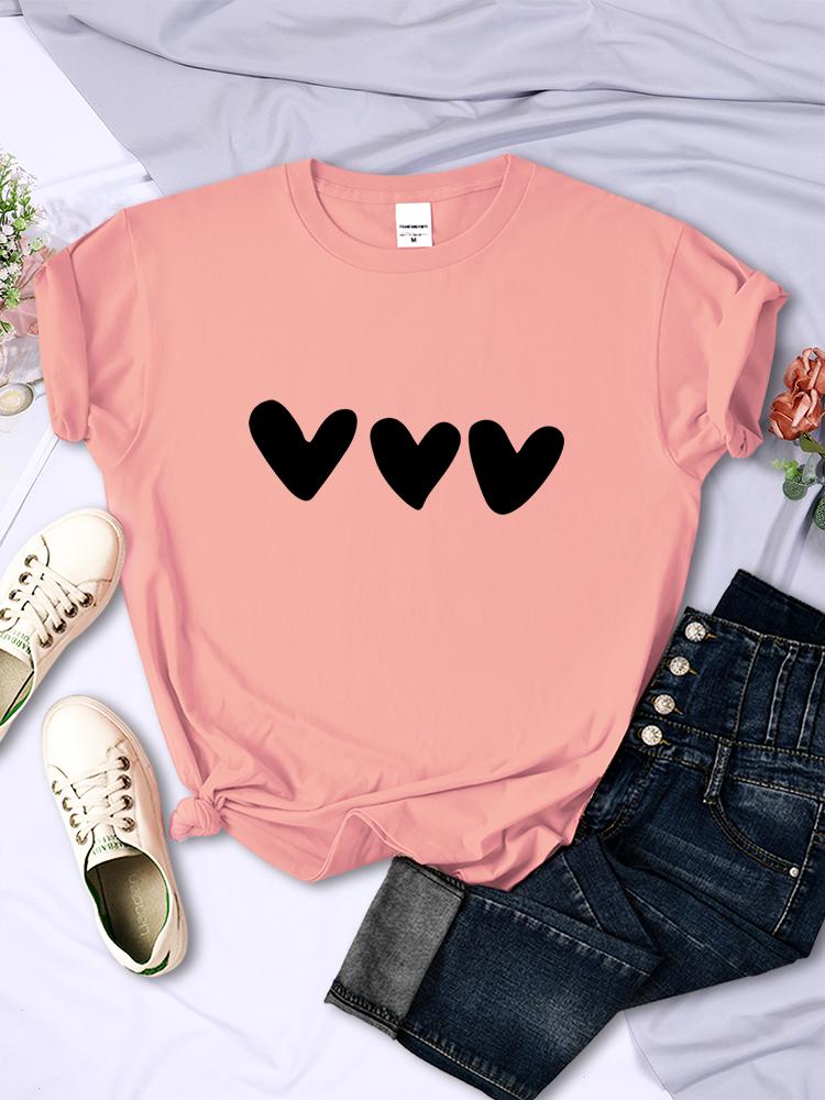 Black Heart Printing Female T-Shirts Personality Street Short Sleeve All-math Soft Tee Clothing Casual Breathable Women Tops