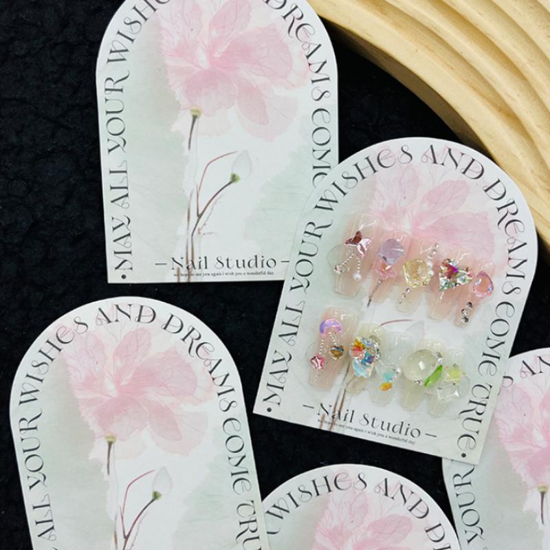 50Pcs Press On Nail Bottom Cardboard Cards Nail Art Display Board Manicure Package Card Photo Props Card False Nail Tips