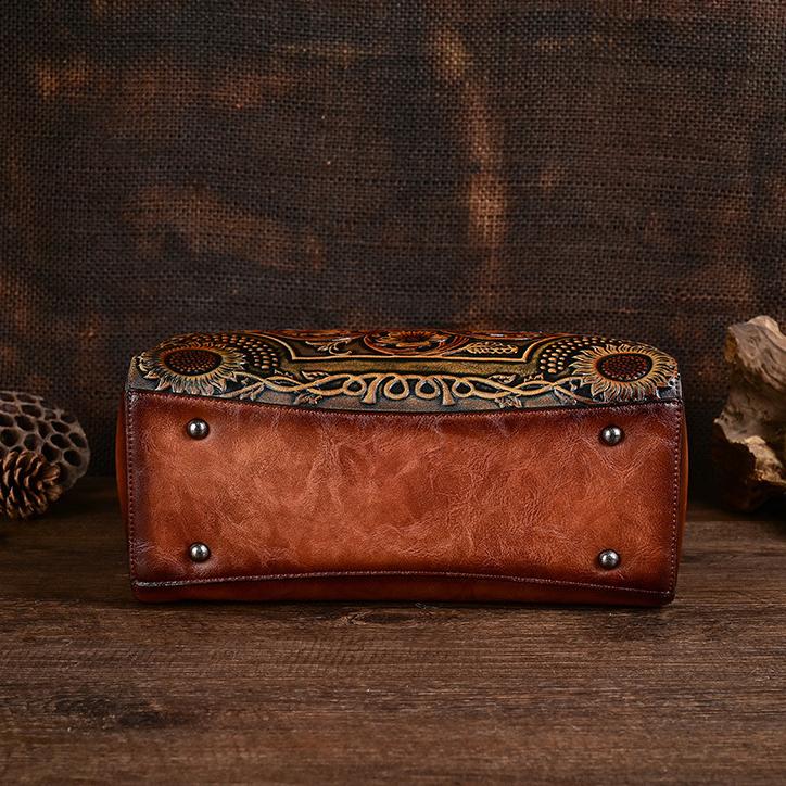 Johnature Borsa in pelle da donna in rilievo retrò squisita Borse a tracolla versatili di grande capacità
