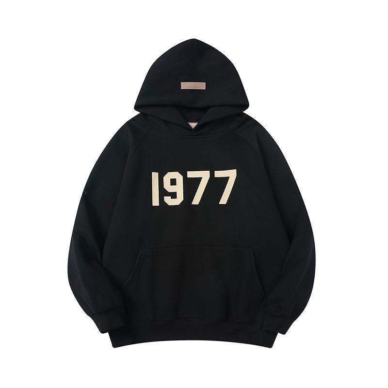 Three-dimensional flocking 1977 men's and women's American high street hoodie sweater trousers casual suit