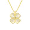 Small Heart Three-Dimensional Petal Pendant Necklace, High-End Design Sense Lucky Chalcedony Four-Leaf Clover Necklace