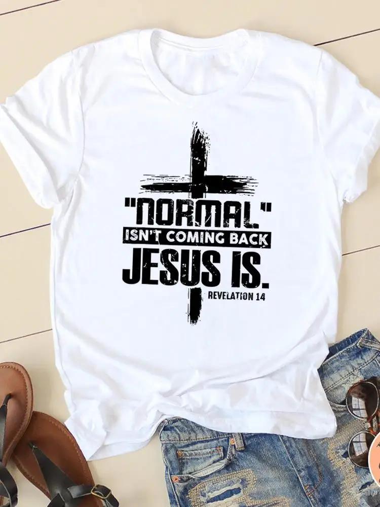 Clothing Casual FeUnisex Tshirts Ladies Graphic Letter Style Cute Sweet Sleeve Fashion Women Print Tees Faith Aesthetic Clothes