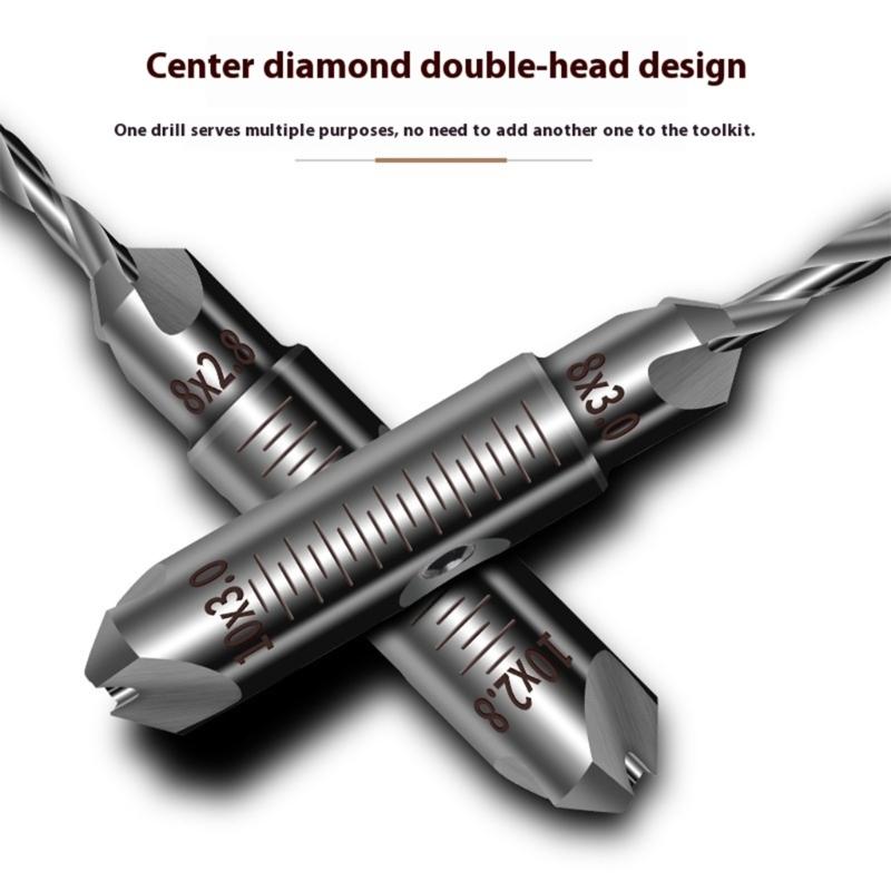 Multifunction Countersink Drill Bit Set with Adjustable Depth Stop Converts To 45 Degree Chamfer for Various Materials