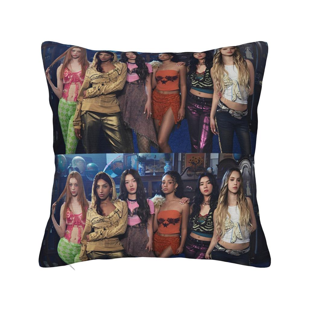 Katseye Kpop Stil Quadratische Kissenhülle Polyester Überwurf Kissen Koreanischer Stil Neuheit Kissenbezüge