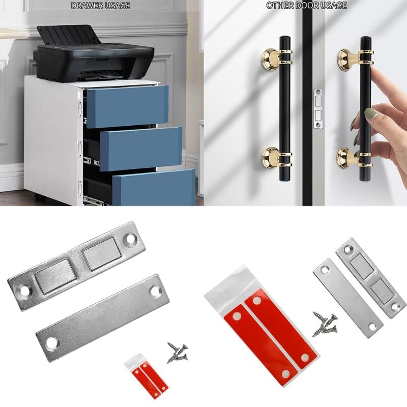 Easy Install Push Pull Door Magnets Secure Hold Push & Pull Door Magnet Fixtures Magnetic Door Fixators for Home Use