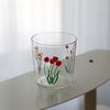 Simple glass cup, Japanese style creative casual cup, high borosilicate glass floral glass cup, milk cup, ins wind cup