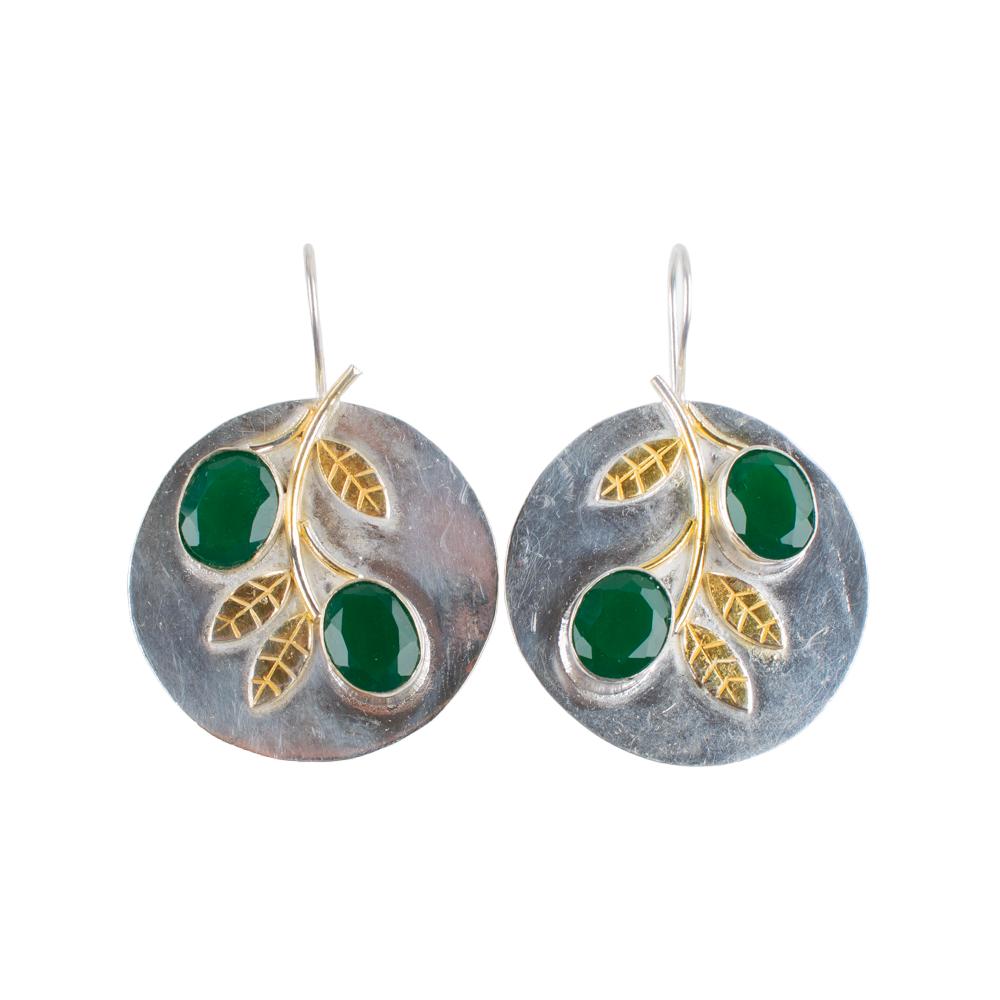 Green Onyx Gemstone 925 Sterling Silver Jewelry Handmade Wedding Earrings 1.77" EE-81-4