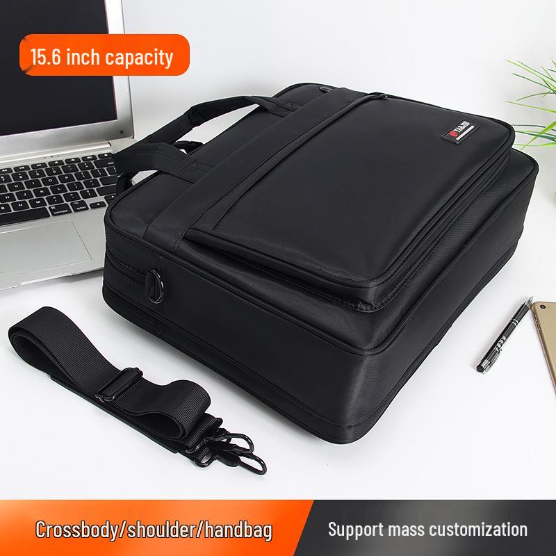 Men's Canvas Briefcase: 15.6" Laptop Handbag, 17" Large Capacity Work Crossbody