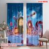 2pcs,2D Plane Printing Light Filtering Curtains Christmas Red Truck 100% Polyester (without Rod) All Seasons for Bedroom &