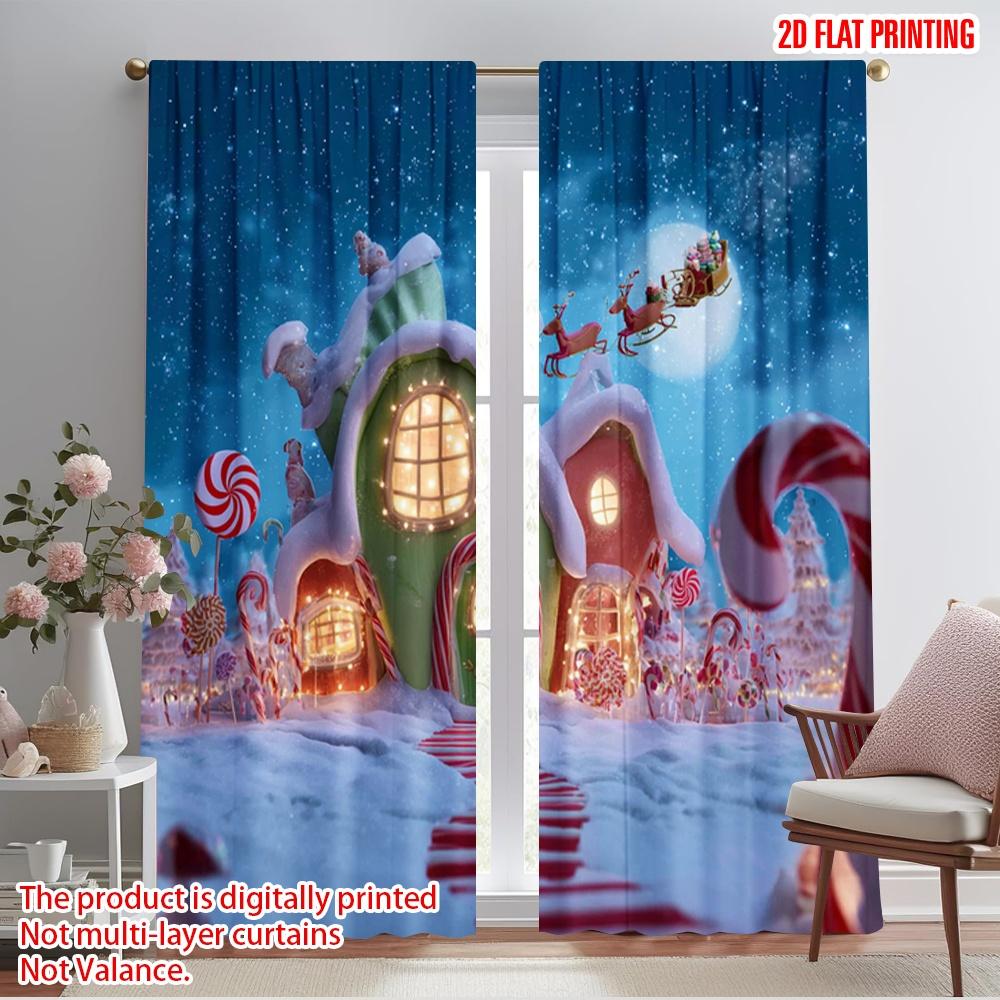 

2pcs,2D plane printing Light Filtering Curtains Christmas Red Truck 100% Polyester (without rod) All Seasons for Bedroom & 52.50×116.00 CM 2pcs