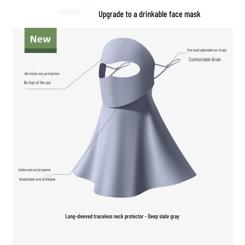 Damen UV-Schutz Gesichtsmaske: Eis-Seide, Atmungsaktiv, Sonnenschutz, Hohe Optik, Augenecken-Schutz