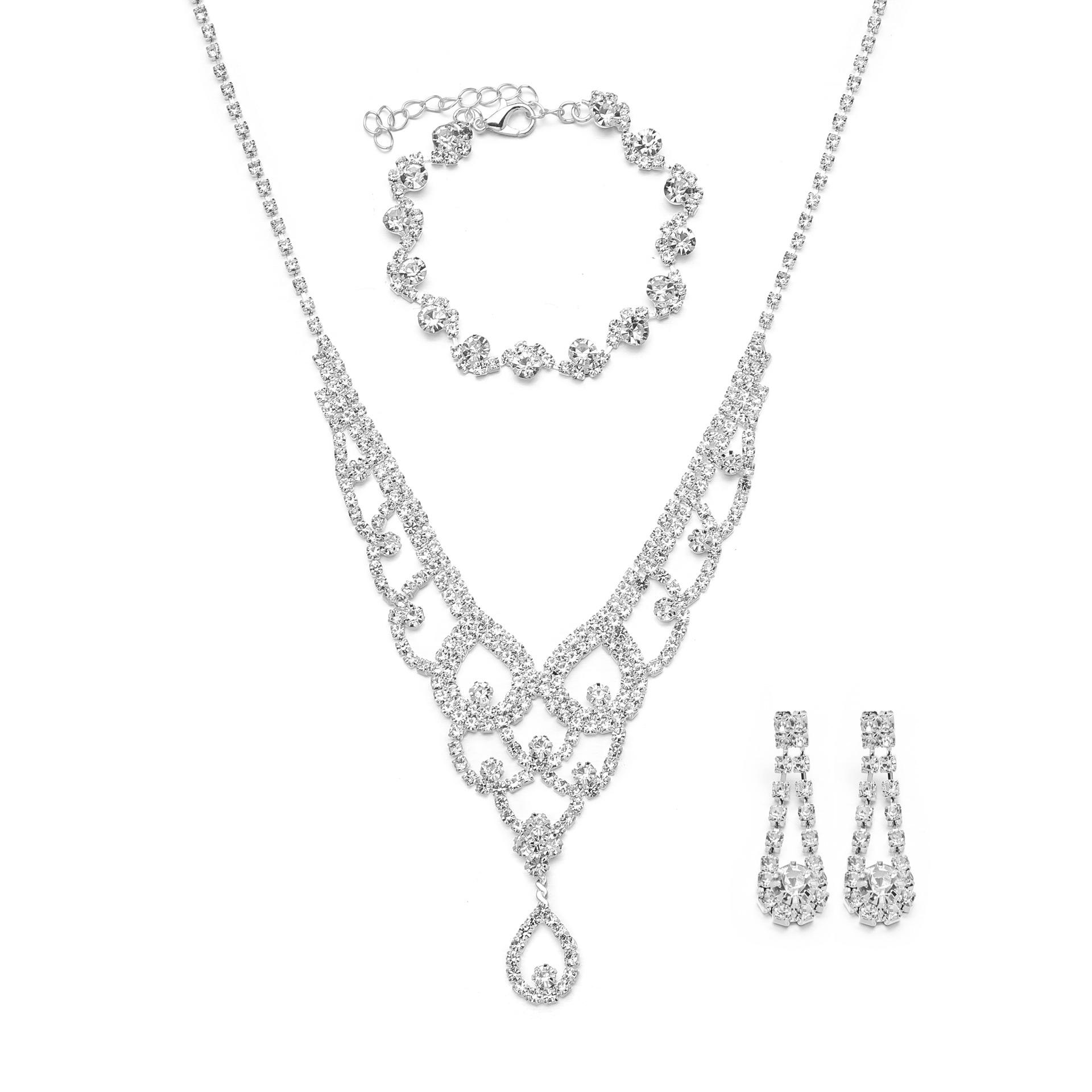 

Buy Bridal Necklace Jewelry Two-Piece Set Rhinestone Claw Chain Jewelry Set