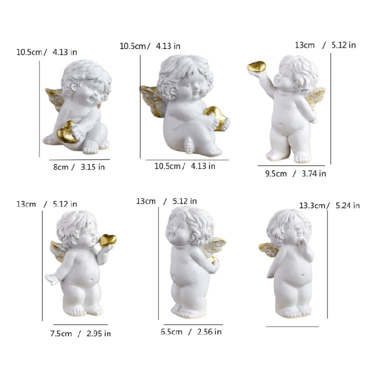 Embracing Heart Baby Angelic Figurine Resins Sweet Cherub Holding Heart Sculpture Statue Ornament for Home or Office