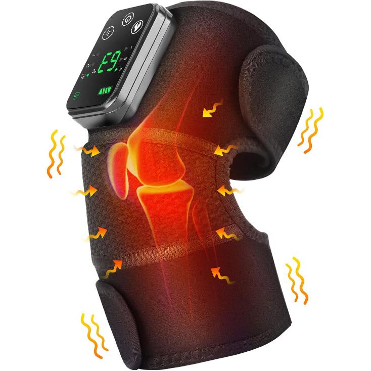 Heated Knee Brace Wrap, Cordless Knee Massager with Heat and Vibration, Heating Pads for Knee Shoulder Elbow Stress Relief Deep Tissue