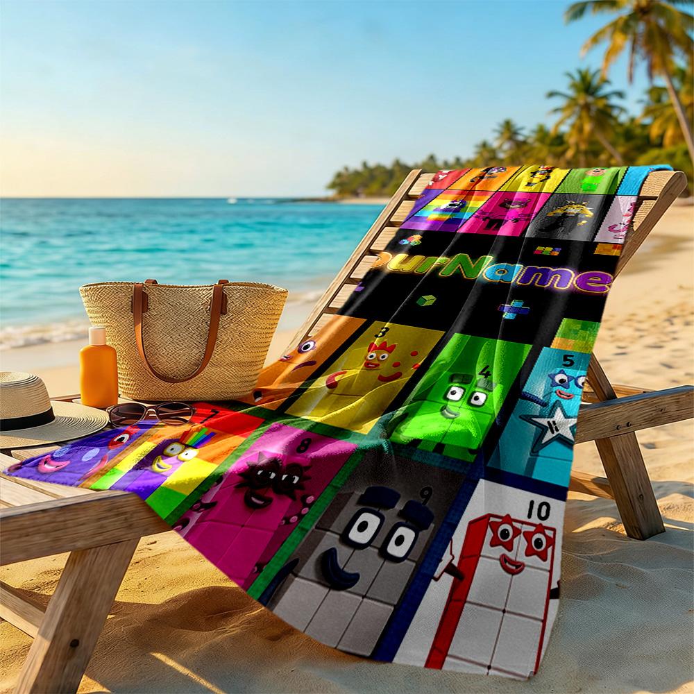 Numberblocks Customize Text Beach Towel Soft Durable Quick-Dry Suitable for Sports Travel Swimming Yoga Bathroom Beach And Pool