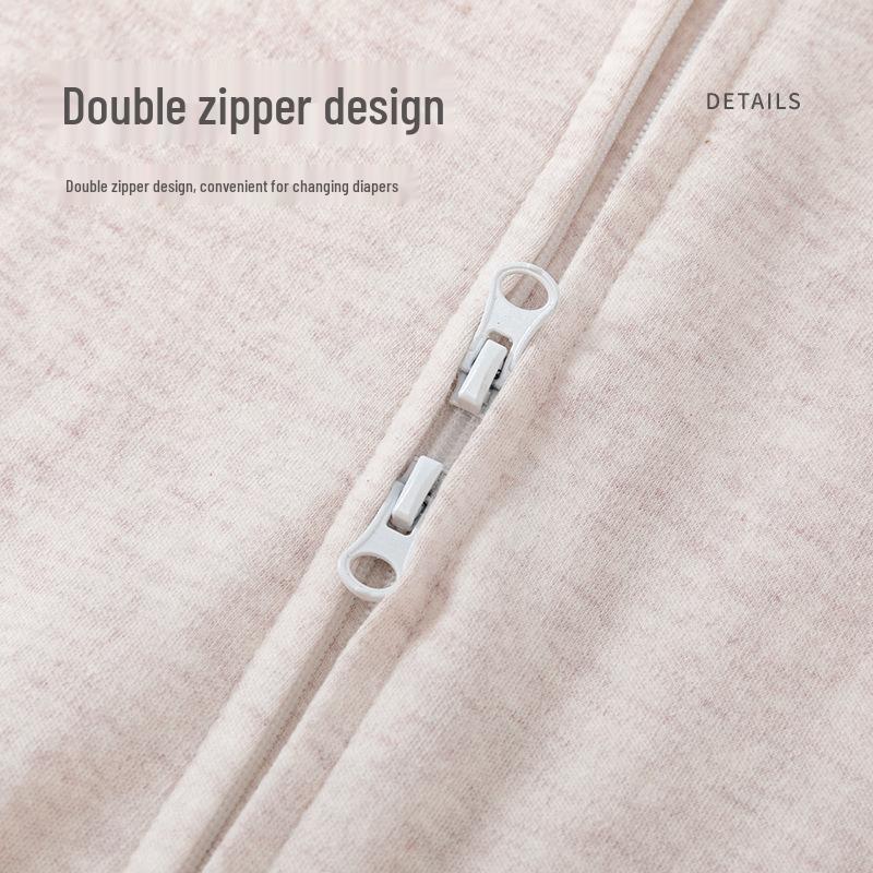 Noworodek Letni Pajacyk: Cienkie, z długim rękawem, podwójny zamek błyskawiczny, oddychające, pajacyk do raczkowania dla niemowląt ze stopkami