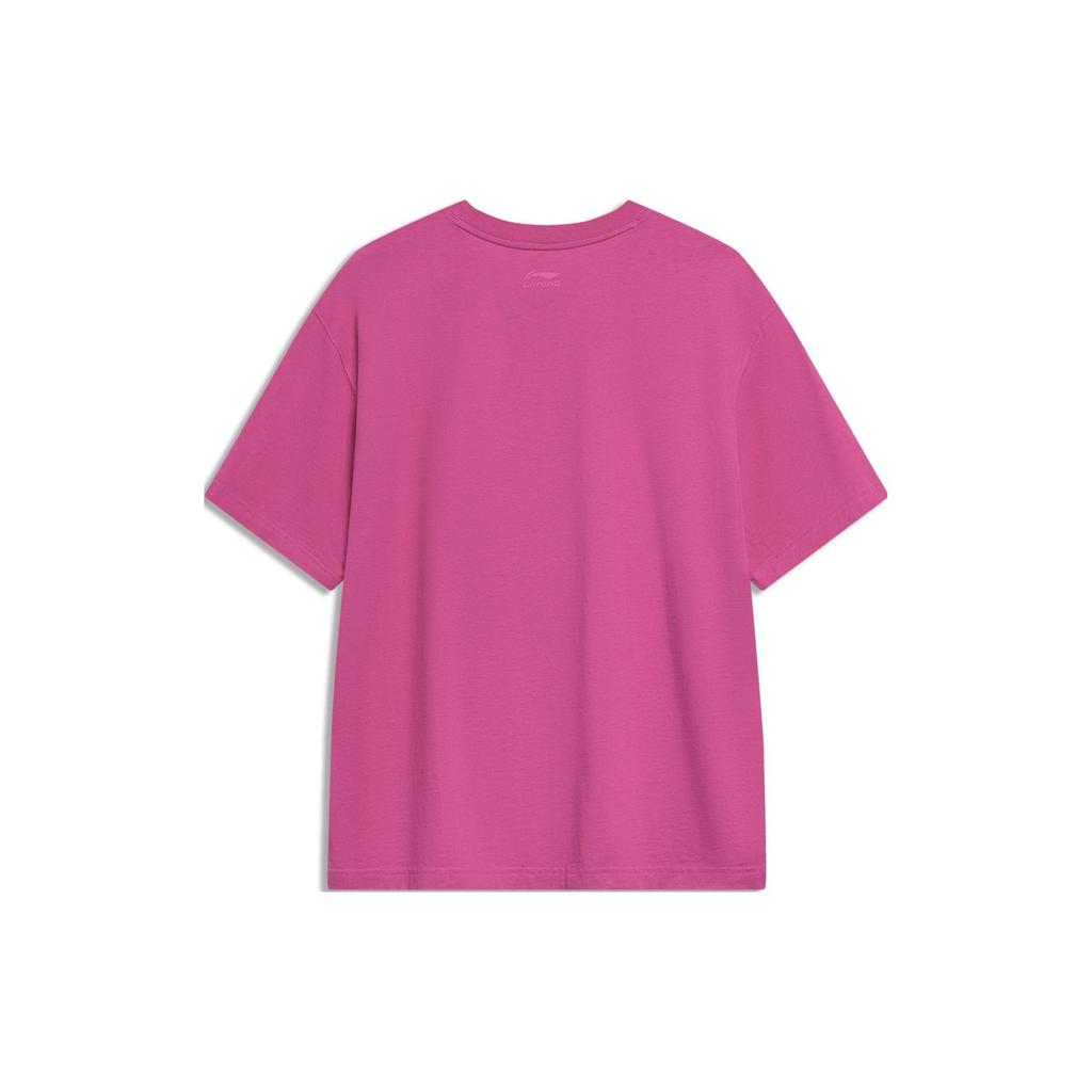 Li-Ning X Disney Toy Story Strawberry Bear Cartoon Print Round Neck Short Sleeve T-Shirt Unisex Tops Rosy-Purple AHST755-5