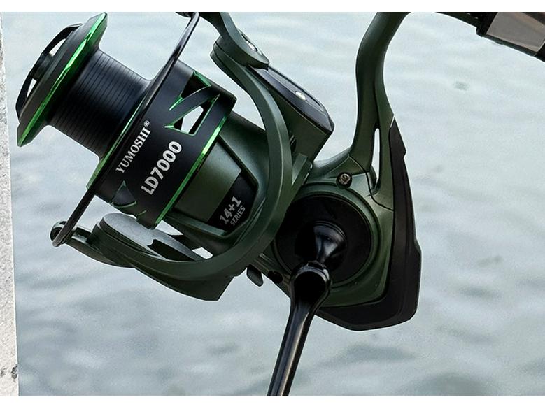 YUMOSHI Gapless Spinning Fishing Reel, Metal Line Cup, Rocking Arm for Sea and Rock Fishing.