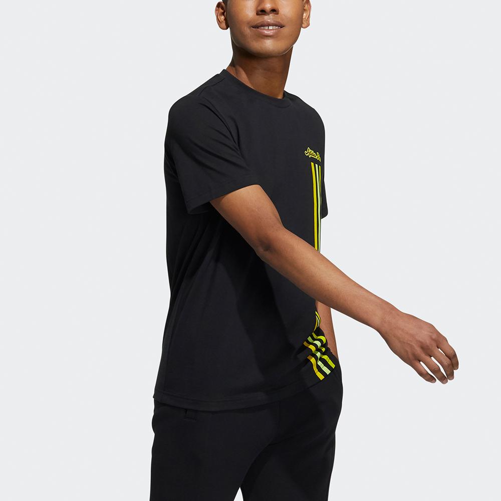 Adidas Neo Printed Stripe Sports Round Neck T-Shirt Men Tops Black GS2578