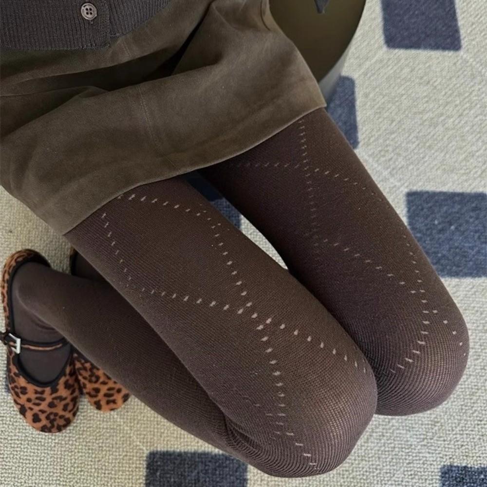 Fashionable Jacquard Knitted Stockings Breathable Thermal Leggings Basic Pantyhose Autumn Winter