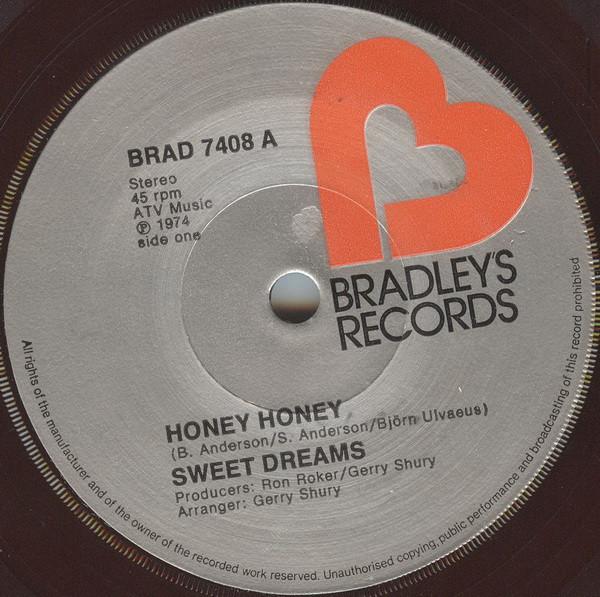 

7inch Record SWEET DREAMS Honey Honey I Surrender BRAD7408 BRADLEYS 1974 UK Rock Used