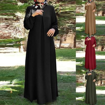 Muslims Clothes Women Loose Dresses Long Sleeve Shirt Dress Casual Robe Musulman Dubai Muslim Kaftan Muslim Dresses Turkish Cloth Oversize