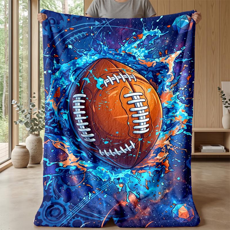 American Football in Stadium blanket Personalized Name Flannel Blanket Soft Cozy Plush Throw for Sofa Bed Lightweight Home Decor