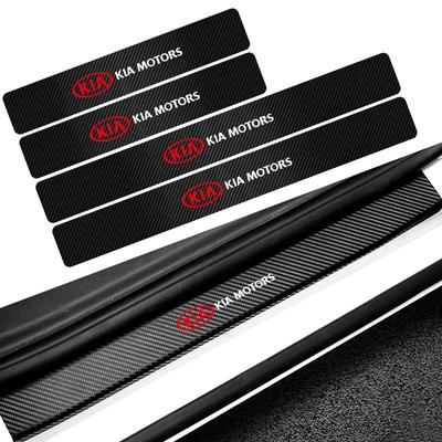 For Picanto 4Pcs Car Door Threshold Carbon Fiber Logo Stickers Badge Car Styling Emblem Decal Decoration Accessories