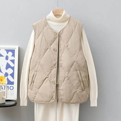 Vest for Women Cotton Winter Oversize Thickened Down Sleeveless Tops Lightweight Round Neck Versatile Casual Vest