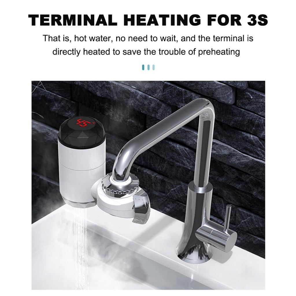 AC 220V Electric Hot Faucet Water Heater Kitchen Cold Heating Faucet Tankless Digital Instantaneou Water Tap With Adapter