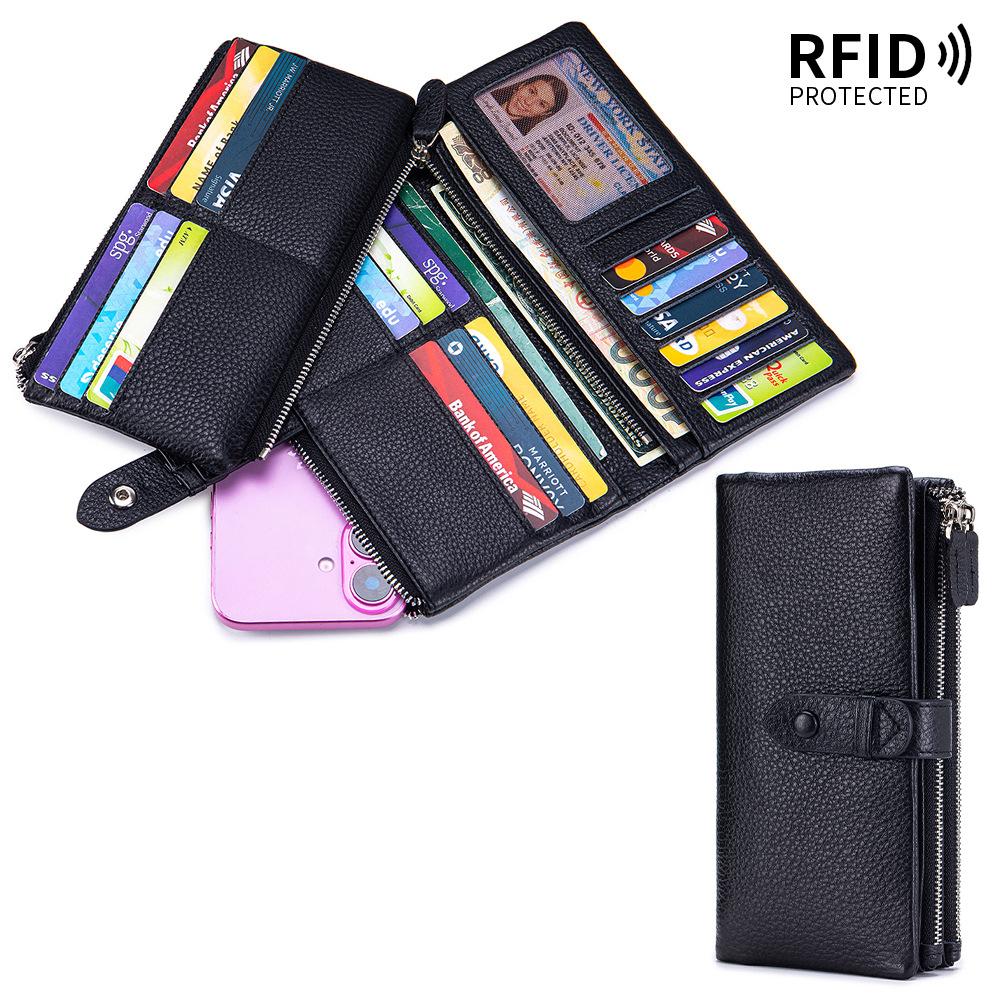 

Long clutch bag, soft leather, multi-function wallet, large-capacity mobile phone bag, multi-card position, removable card bag. чёрный