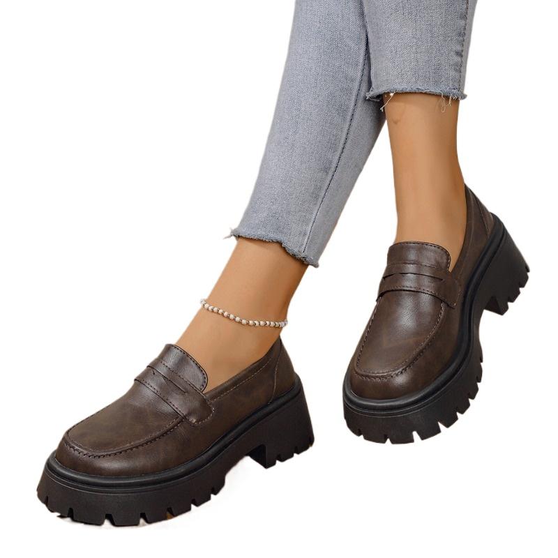 

Женские слипоны с круглым носком, глубоким вырезом, толстым низким каблуком, туфли-лодочки, женские 2024 лето, новая ПУ уличная обувь, размер:35-41 35 коричневый