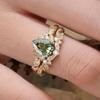 European and American new  flower shape green zircon inlaid luxury personality versatile women's ring