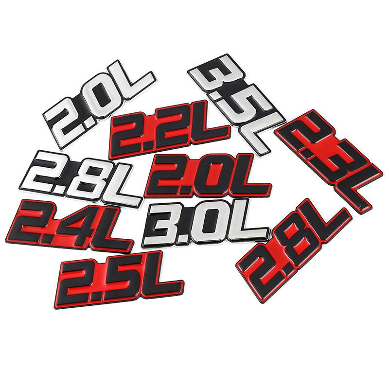 3D Metal Car Sticker 2.0L 2.2L 2.3L 2.4L 2.5L 2.8L 3.0L 3.5L Logo Emblem Badge Decals for BMW Audi Volkswagen Ford Toyota Honda