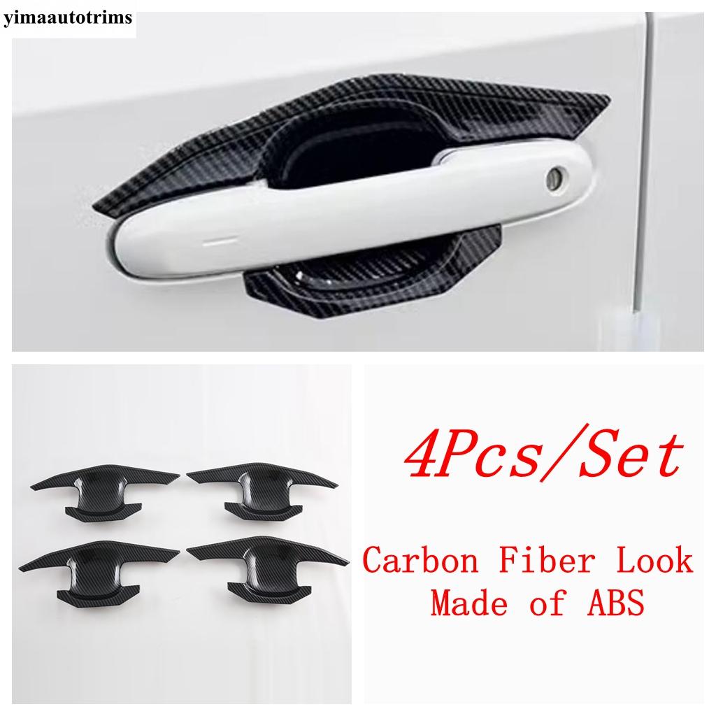 Car Door Handle Bowl Decoration Protection Cover Trim Carbon Fiber Accessories For Toyota Land Cruiser 250 Prado LC250 2024 2025