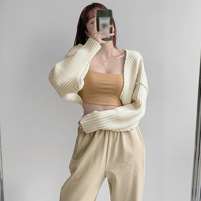 Dámský kardigan s otevřeným předním dílem, jednobarevný, zkrácený, ležérní přehoz