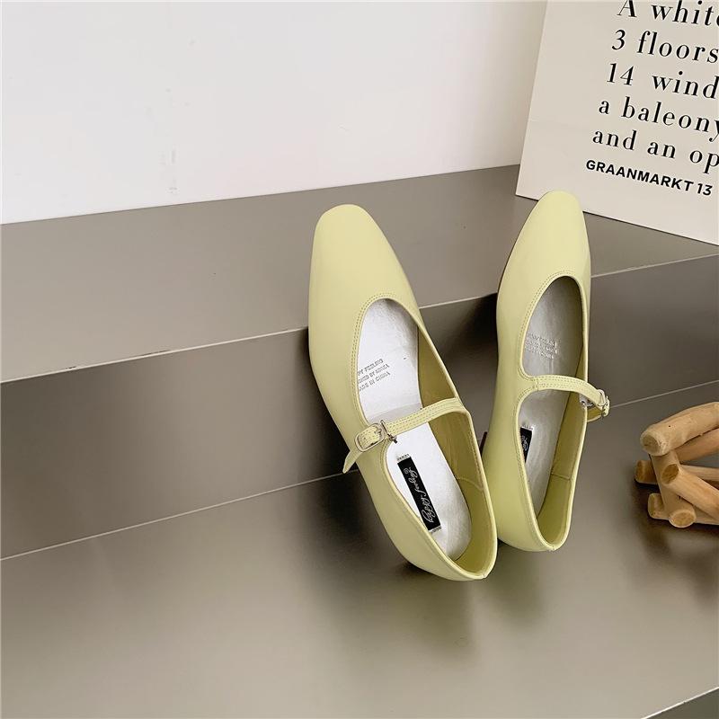 Fashion 2025 Spring Autumn Flat Mary Janes Shoes Woman Candy Color Soft Leather Ballet Flats Ankle Strap Comfy Mocaasins for Woman