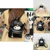 Kuromi Cute Student Backpack With Pu Leather And Bow Decor For Daily Use