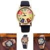 Classic Leather Watch With Wooden Grain Dial For Casual Women Men