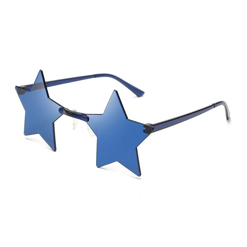 Ochelari de soare cu stea subțiri, culoare ocean, fără rame, personalizați, colorați, pentru dans, oglindă integrată de culoare bomboană