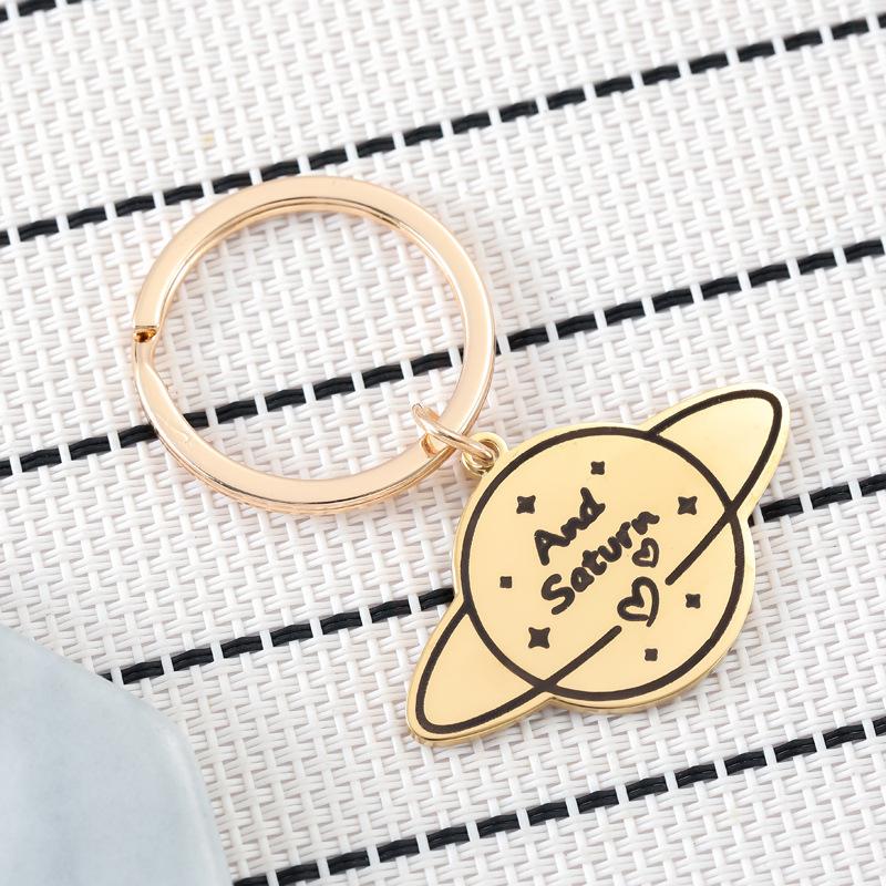Planet Moon Stainless Steel Couple Keychain Romantic Universe Design Fashion Pendant Practical Valentine's Day Gift