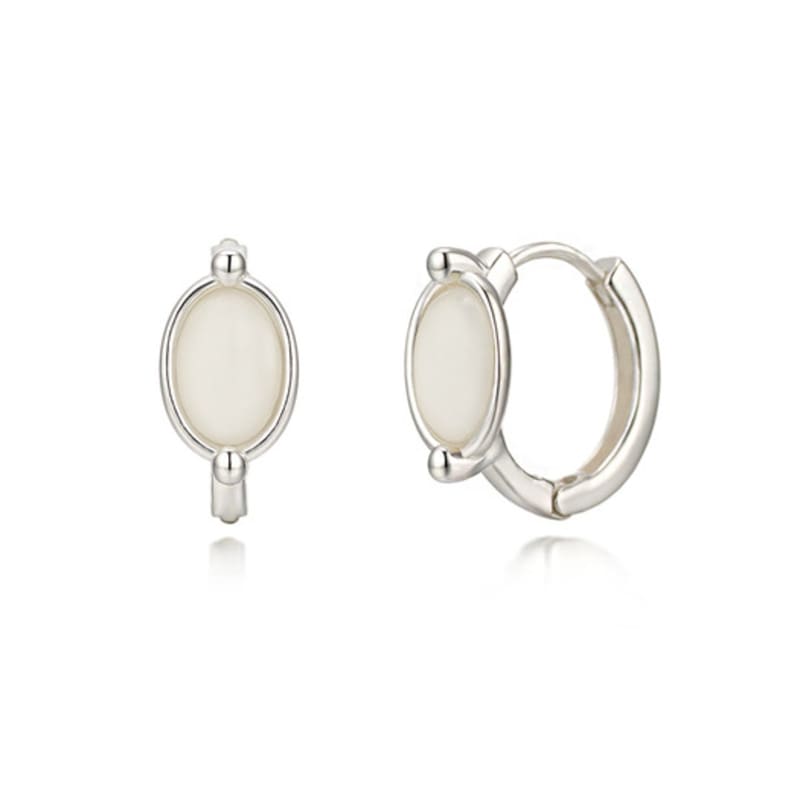 PAIGEFLYNN JEWELRY [925 Silver] Mu Pale Oval Ring Earrings