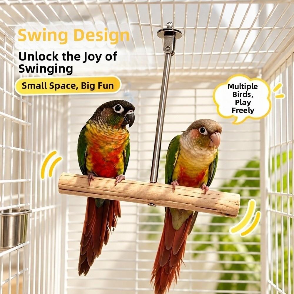 Swinging Parrot Wooden Swing Non-slip Bird Cage Gnawing Toys Bird Standing Perch Cage Decoration