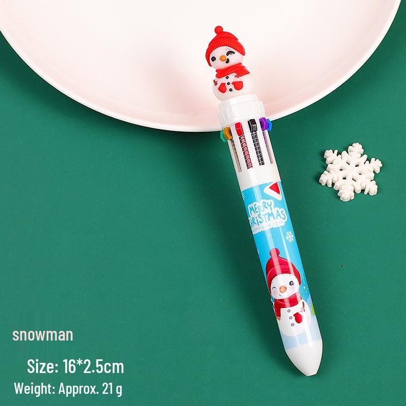 Ten-Color Cartoon Ballpoint Pen - Cute Christmas Gift for Kids and Students